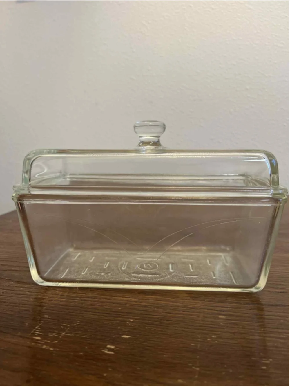 Vintage Wheaton Glass Refrigerator Dish with Lid 9” Clear Glass Storage Box MCM